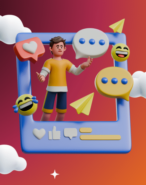 Red And Orange Playful 3D Social Media Trends Webinar Facebook Post (1920 x 1200 px)